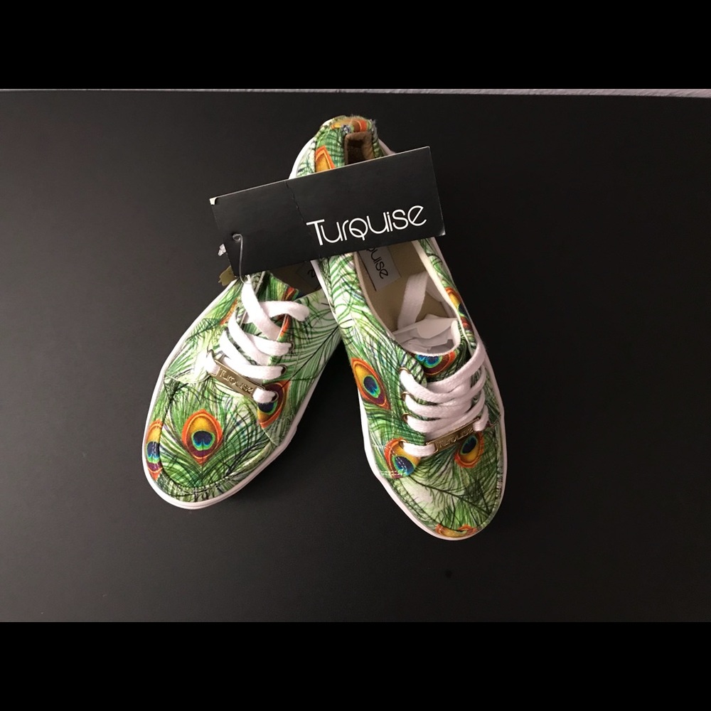 Designer shoes by Turquise. Peacock Design